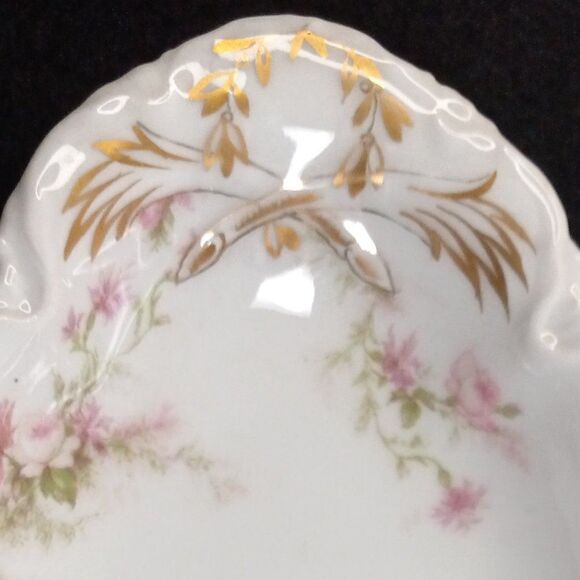 Vintage Haviland France Limoges White Porcelain Pink Roses Gold trim Cottagecore - Picture 7 of 7
